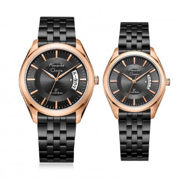 Alexandre Christie AC 8674 Rosegold Black Couple